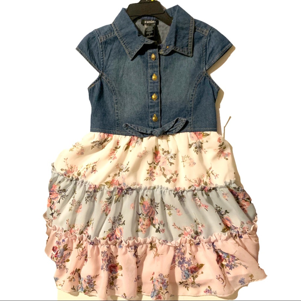 Denim & Floral Skirt Dress